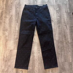 Rag & Bone Fern High Rise Ankle Slim Jeans Black Wash White Dot Womens Sz. 28